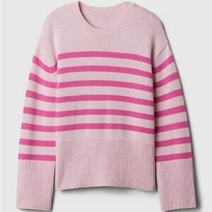 GAP 24/7 Split Hem Striped Oversized Sweater light pink with Stripes 100% Cotton
